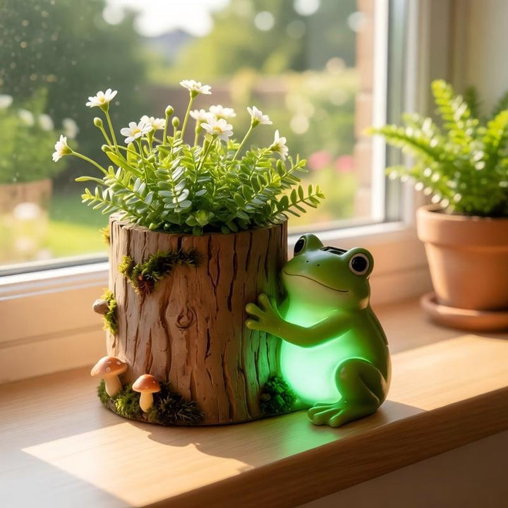 Dekorative Pflanzenlampe mit Frosch-Motiv Karnz