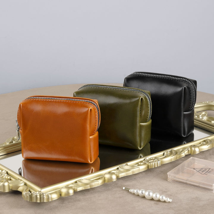 Texturierter Leder Kosmetik Organizer