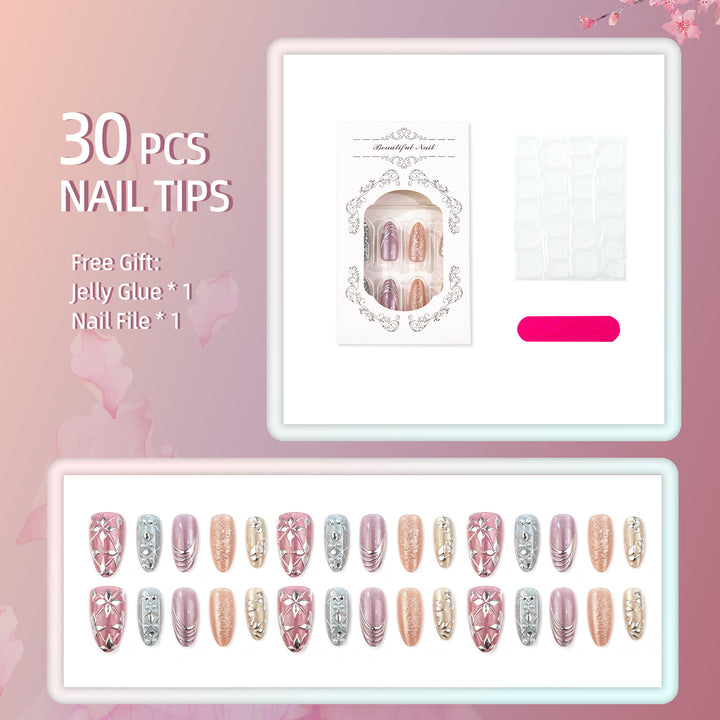 Künstlerisches verziertes Press-On-Nagelset