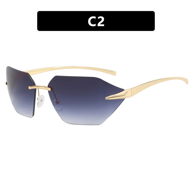 Damen geometrische Sonnenbrille mit elegantem Metallrahmen und polarisierten Gläsern Karnz