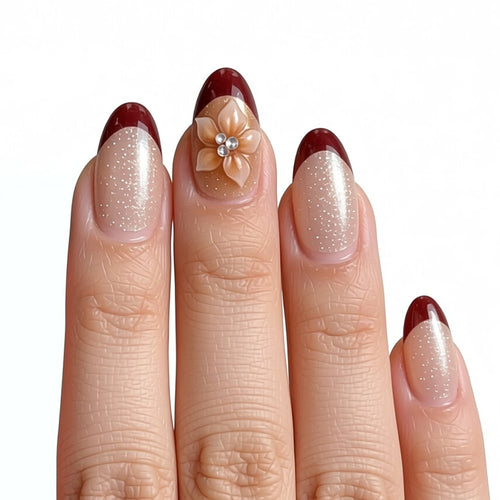 Dekoratives Press-On-Nagelset mit floralen Akzenten Karnz 1787225159