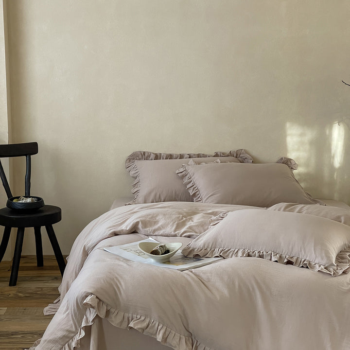 Elegantes Baumwoll-Bettwäsche-Set mit Volant und weichem Percale-Finish