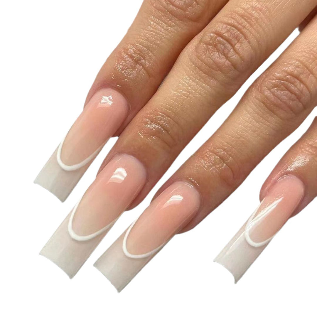 Elegante französische Tipp Lange Nagelverlängerungen Karnz