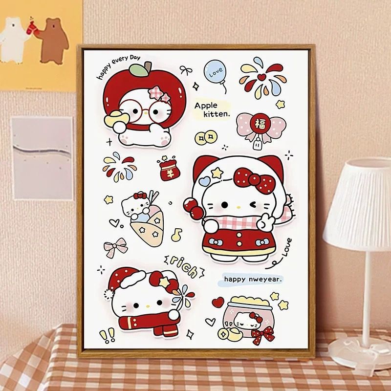 Hello Kitty-inspirierte Cartoon-Wandkunst Druck Karnz