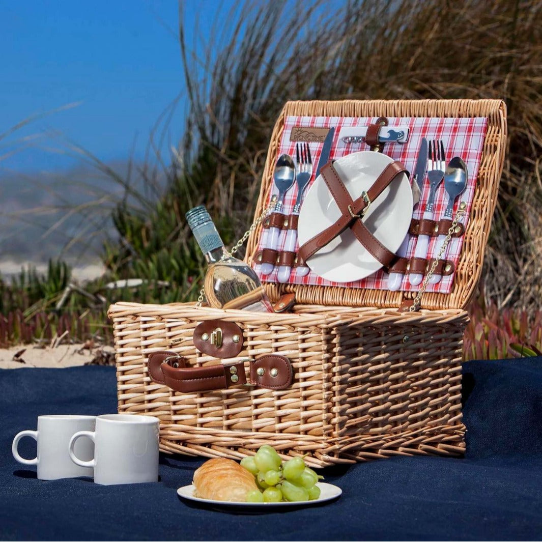 Damen Picknickkorb mit integriertem Geschirrset und dekorativem Innenfutter Karnz