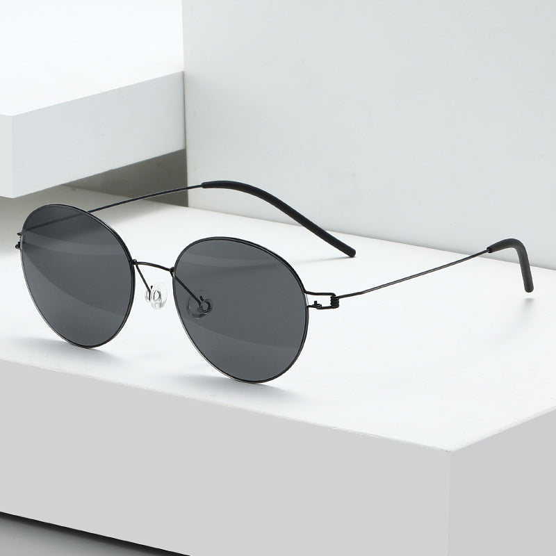 Damen runde Sonnenbrille mit leichtem Metallrahmen und gradienten Gläsern Karnz