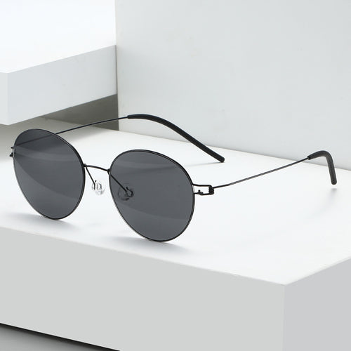 Damen runde Sonnenbrille mit leichtem Metallrahmen und gradienten Gläsern Karnz