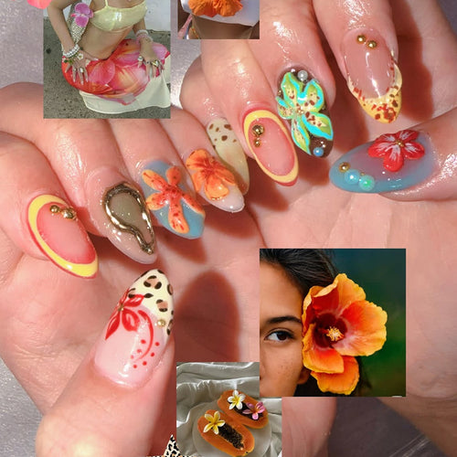 Kunstnagelset mit floralen Akzenten Karnz