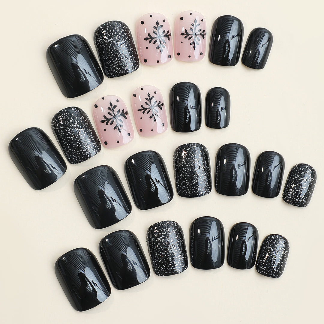 Stilvolles Press-On Nagelkunst-Set mit dekorativem Glitzer und floralen Designs Karnz