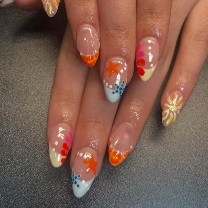 Künstlerisches Sommer-Themen-Acryl-Nagelkunstset