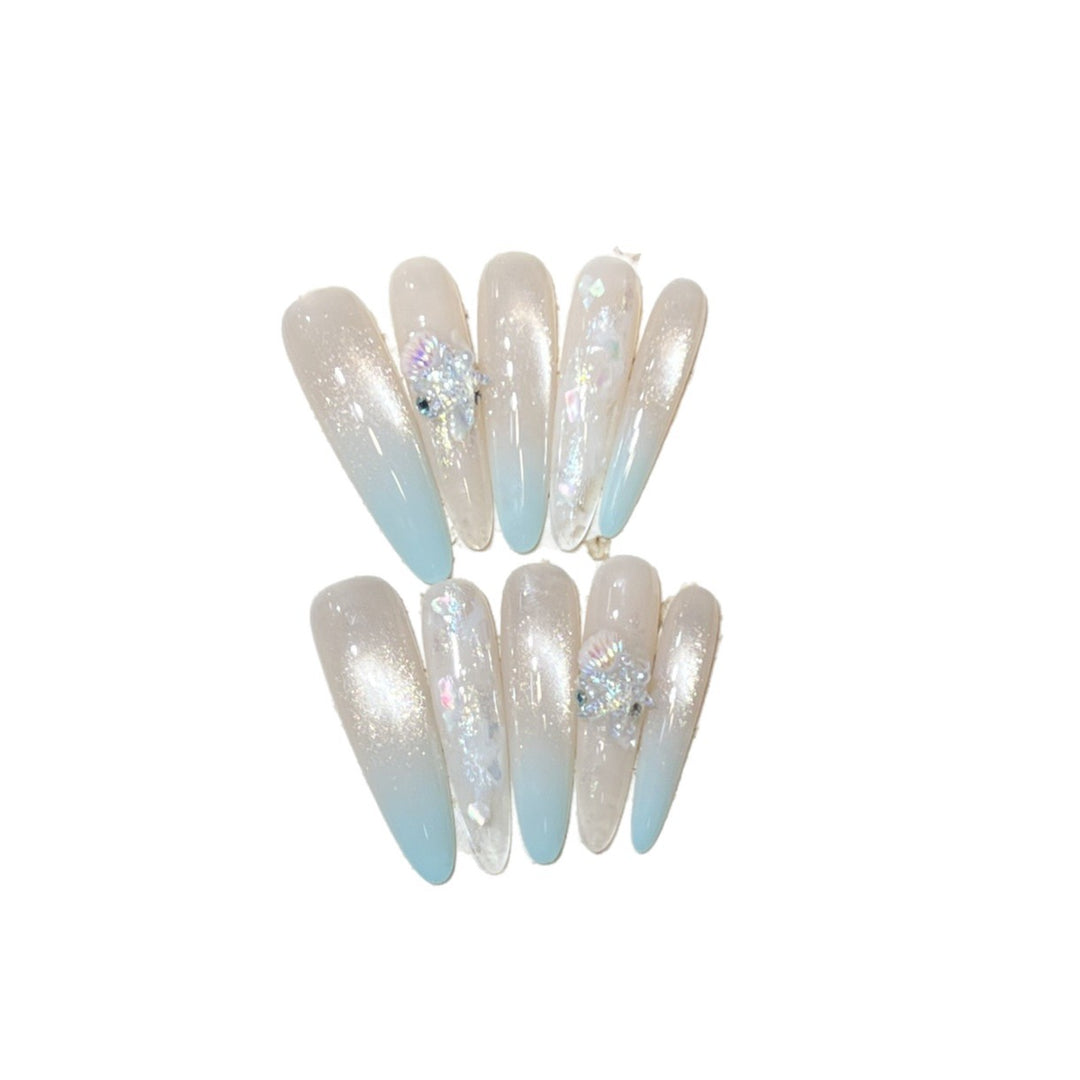 Elegantes Stiletto Press-On Nagelset mit Glitter-Finish Karnz