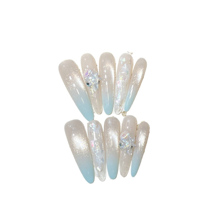 Elegantes Stiletto Press-On Nagelset mit Glitter-Finish Karnz