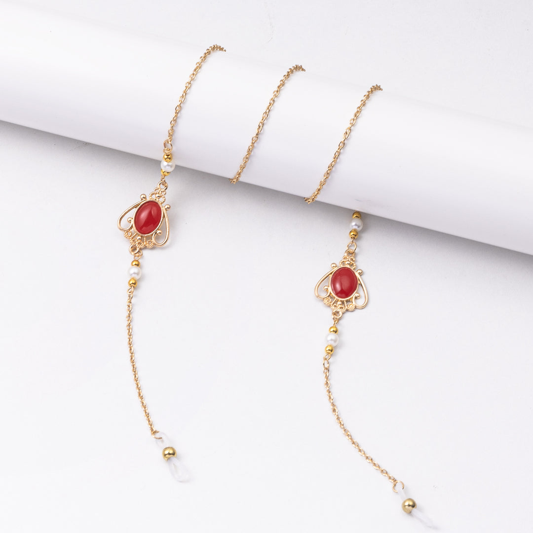 Elegante Brillen Kette mit dekorativen Edelsteinen Karnz