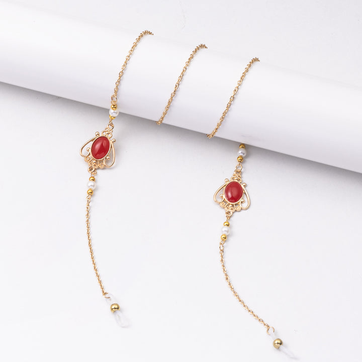 Elegante Brillen Kette mit dekorativen Edelsteinen Karnz