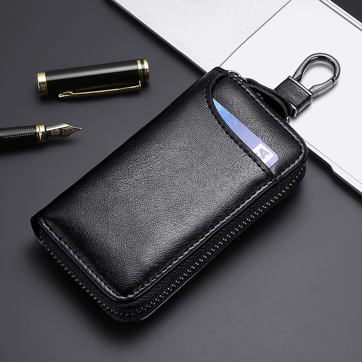 RFID-blockierende Leder Reißverschluss-Geldbörse