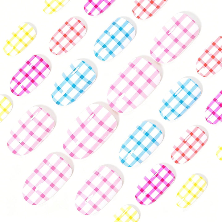 Chic Gingham-Muster Nagelkunst-Wraps Karnz