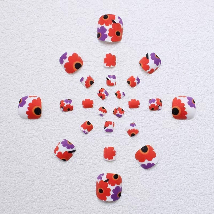 Kreative florale Druck Press-on Zehennägel Karnz
