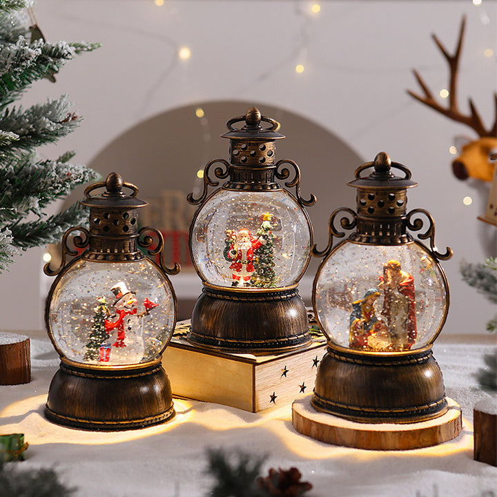 Nostalgische Weihnachtslaterne mit Schneekugel Karnz