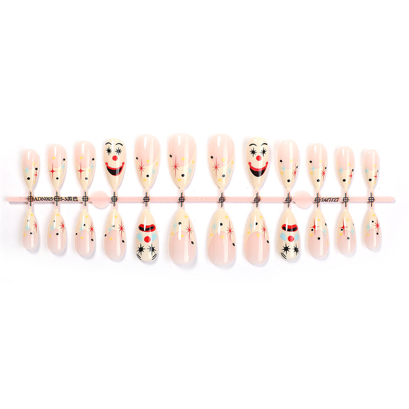 Verspielt Press-On Nagelkunstset mit verspielten Clown-Designs Karnz