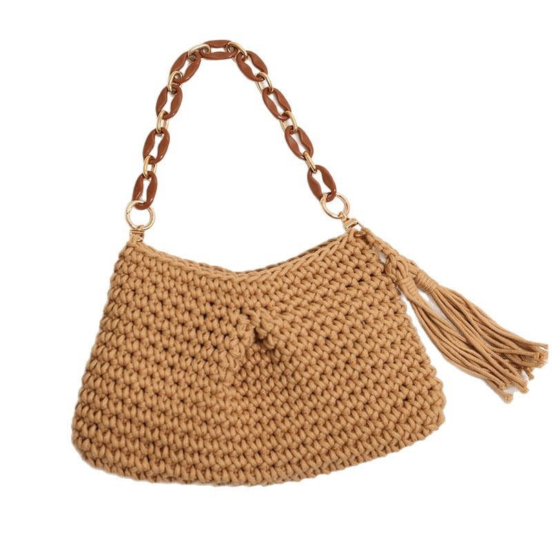 Damen Handgefertigte Schultertasche mit Kettenakzenten Karnz