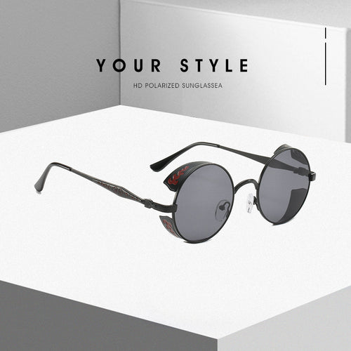 Damen runde Sonnenbrille mit luxuriösem Goldrahmen und dekorativen Elementen Karnz