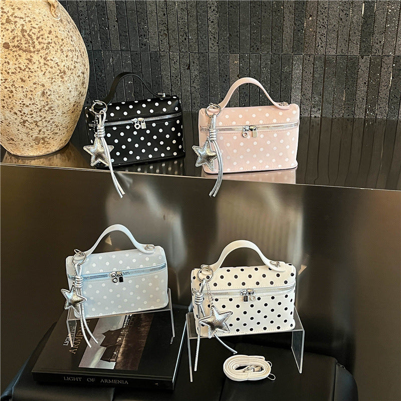 Strukturierte Polka Dot Handtasche