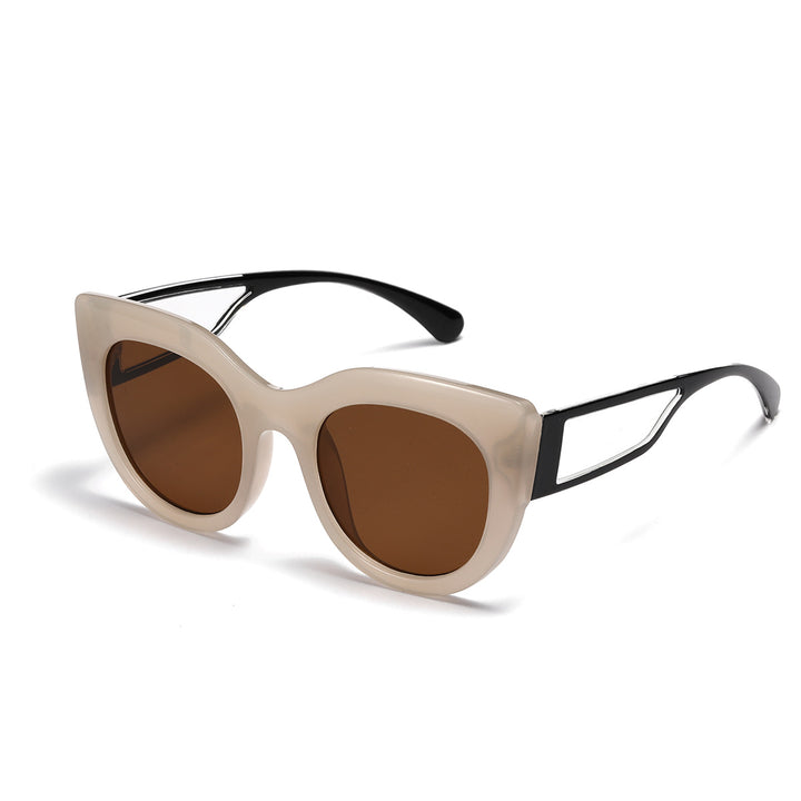 Damen modische Cat-Eye Sonnenbrille mit breiten UV-Schutz Gläsern Karnz