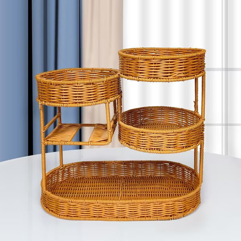 Unisex Rattan Ablage aus drei Ebenen Karnz