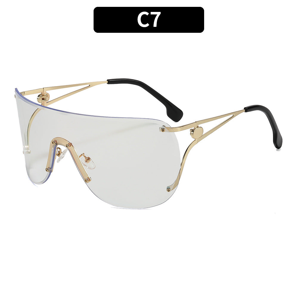 Damen visierartige Sonnenbrille mit elegantem Metallgestell Karnz