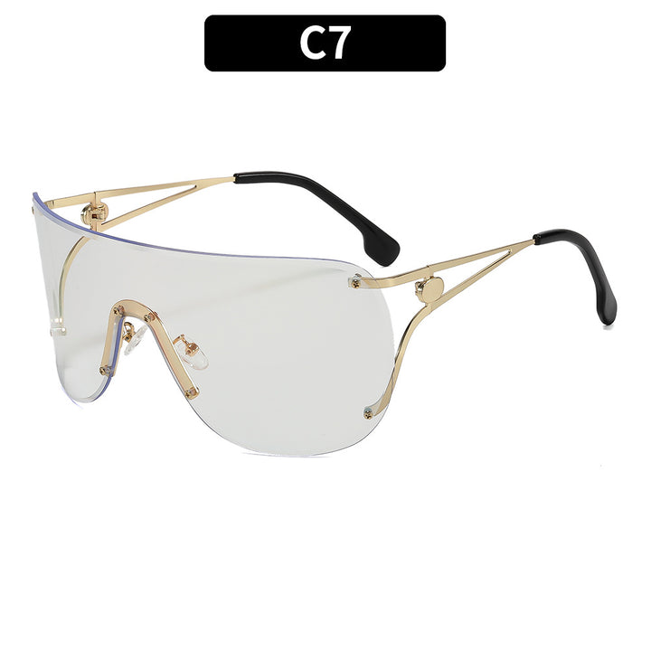 Damen visierartige Sonnenbrille mit elegantem Metallgestell Karnz