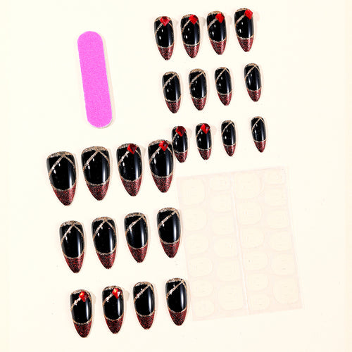 Stiletto-Nagelkunstverlängerungen mit Edelsteinakzenten Karnz