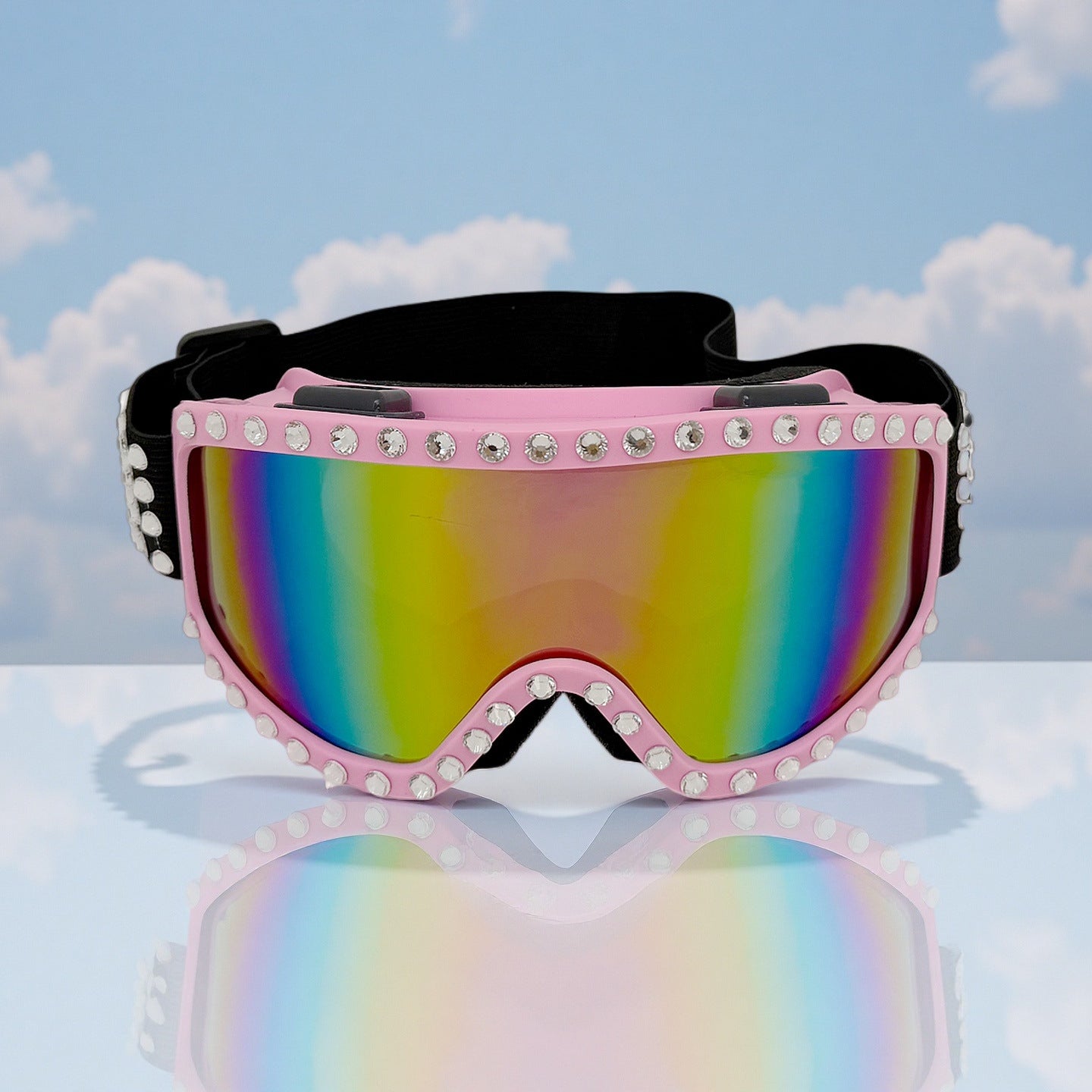 Damen modische Skibrille mit glitzernden Dekorationen Karnz