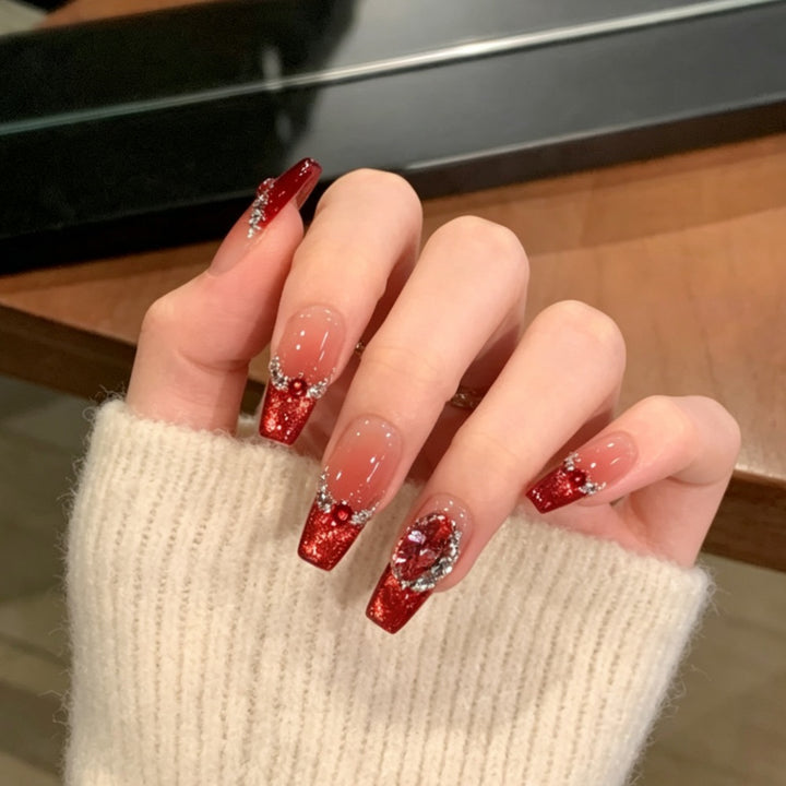 Luxuriös Glitzerndes Press-On Nagelset Karnz