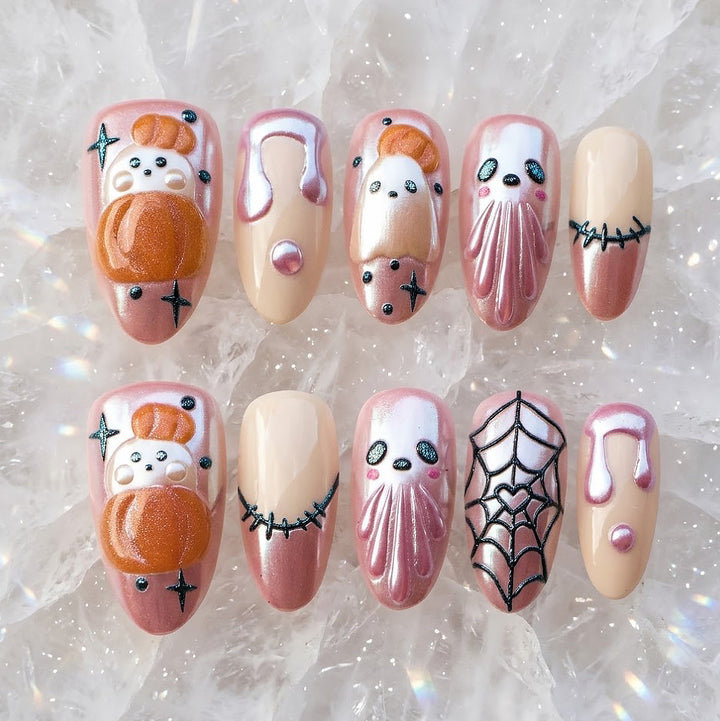Verspielt Halloween-Themen Press-On Nagelkunst Set