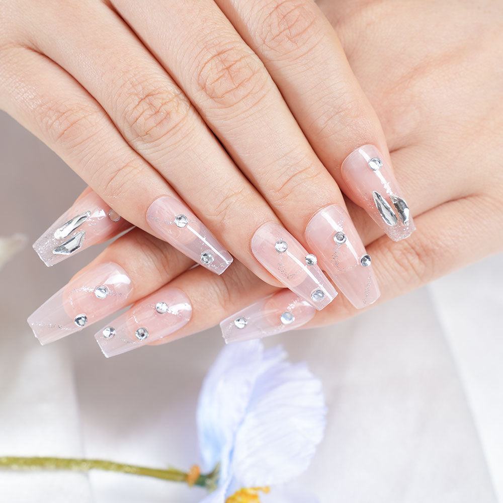 Glamouröse Strass Press-On Nägel Karnz