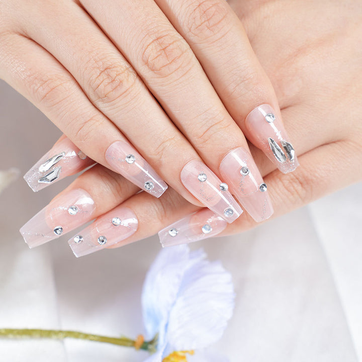 Glamouröse Strass Press-On Nägel Karnz