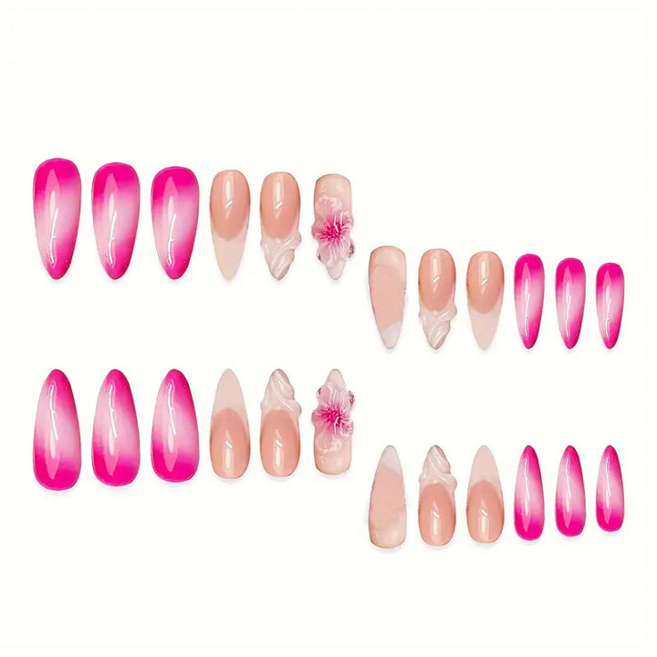 Detaillierte florale Press-On Nagelkunst Karnz