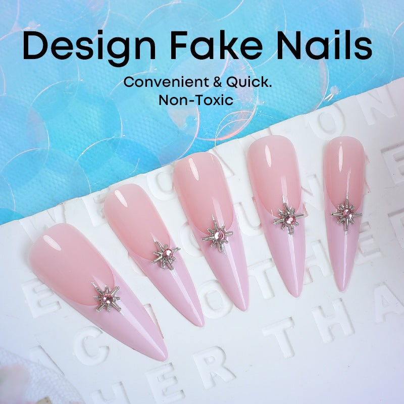 Kunstnagelset mit elegantem Glitzer- und floralem Design Karnz
