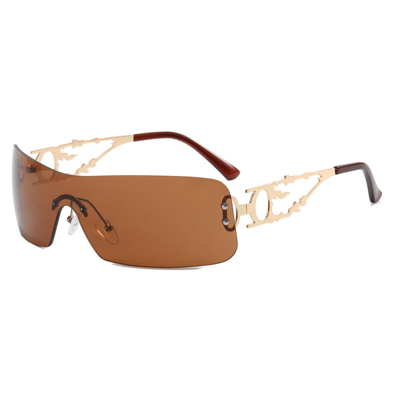 Damen futuristische Sonnenbrille mit hochmodernen Metallakzenten Karnz