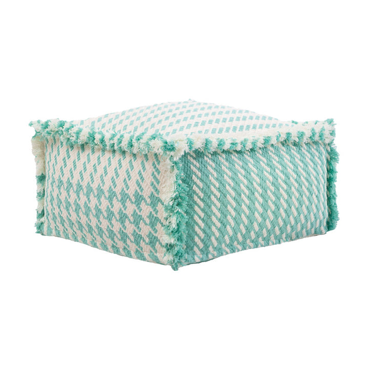 Gepolsterter Pouf Sitzhocker mit gewebter Struktur und Tragegriff