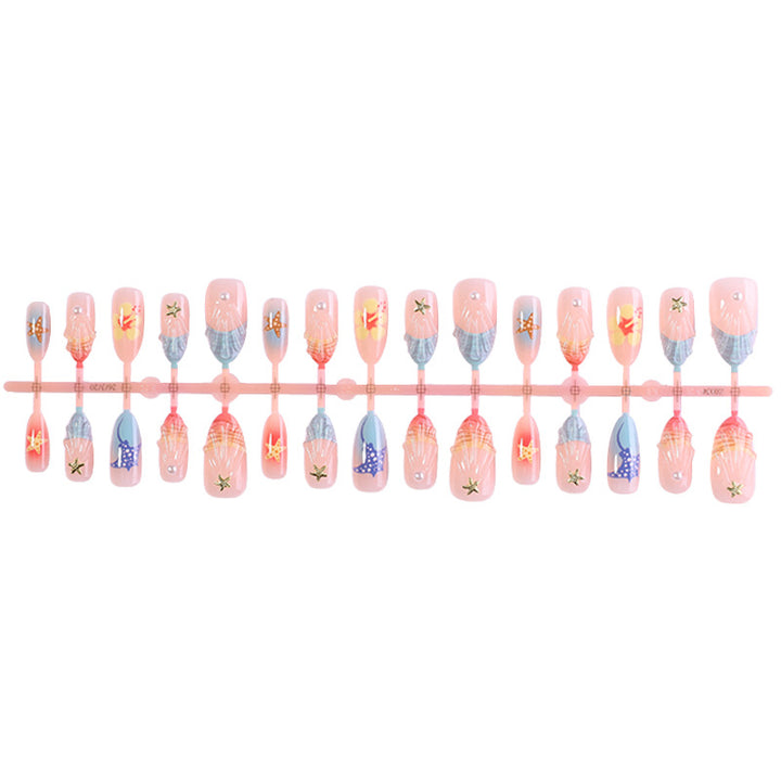 Kreatives Shell Design Press-On Nagelset Karnz