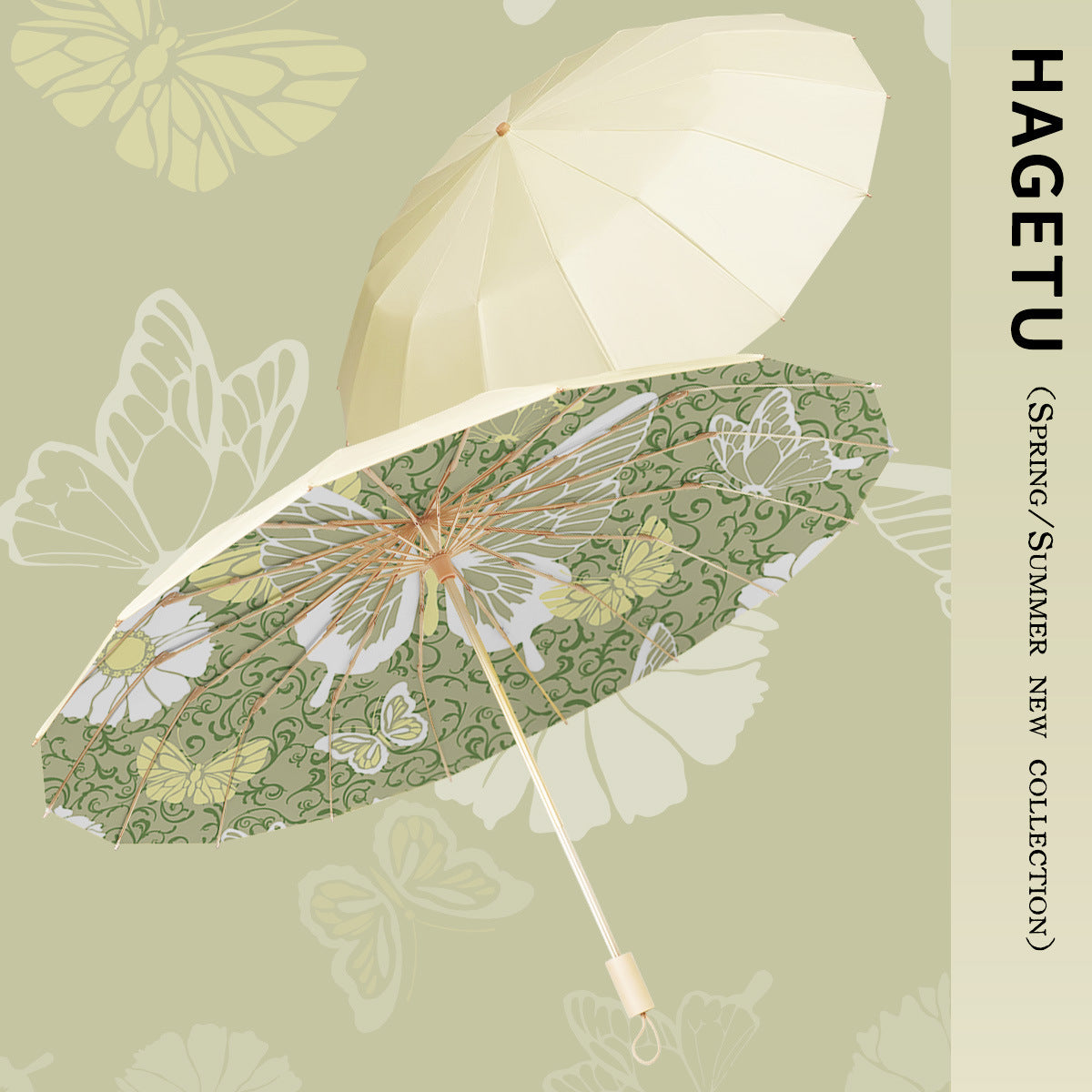 Damen eleganter und robuster Schirm mit botanischem Design Karnz