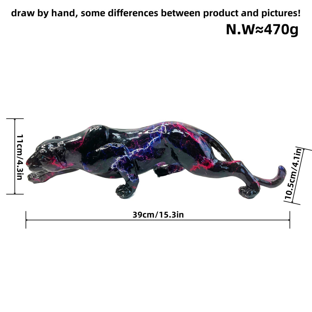 Kunstvolle und bunte Tierfigur in Pantherform Karnz