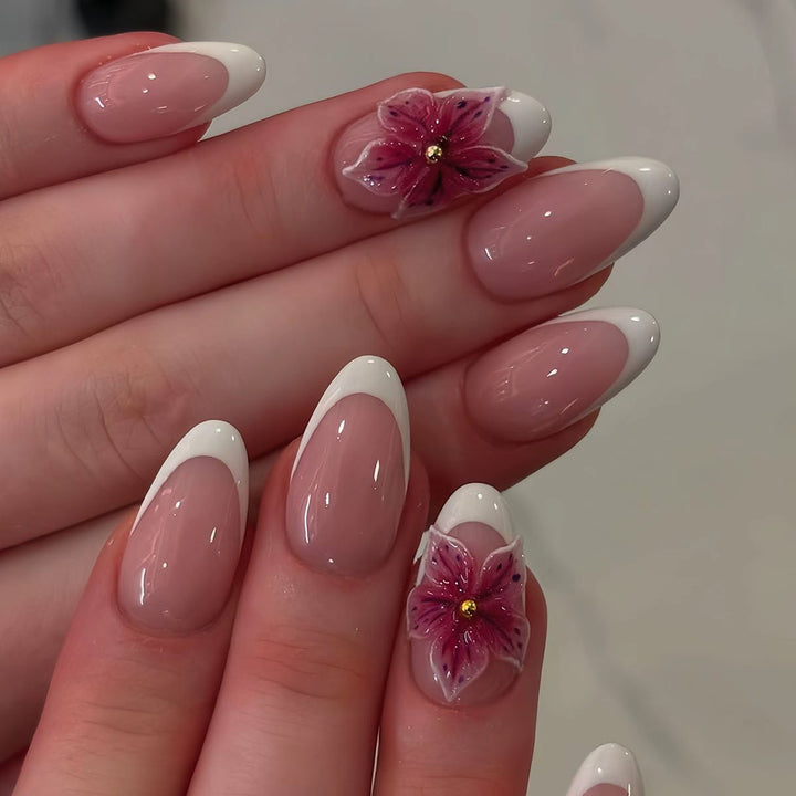 Elegante Blumen Acryl Nagelkunst Karnz