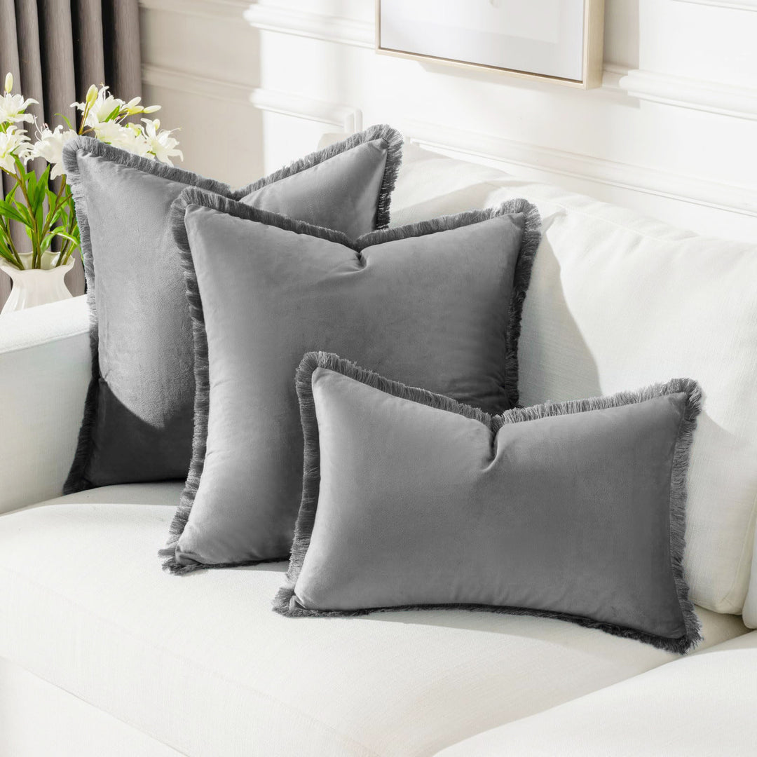 Fringed-Kante Quadrat und Lendenkissen Set