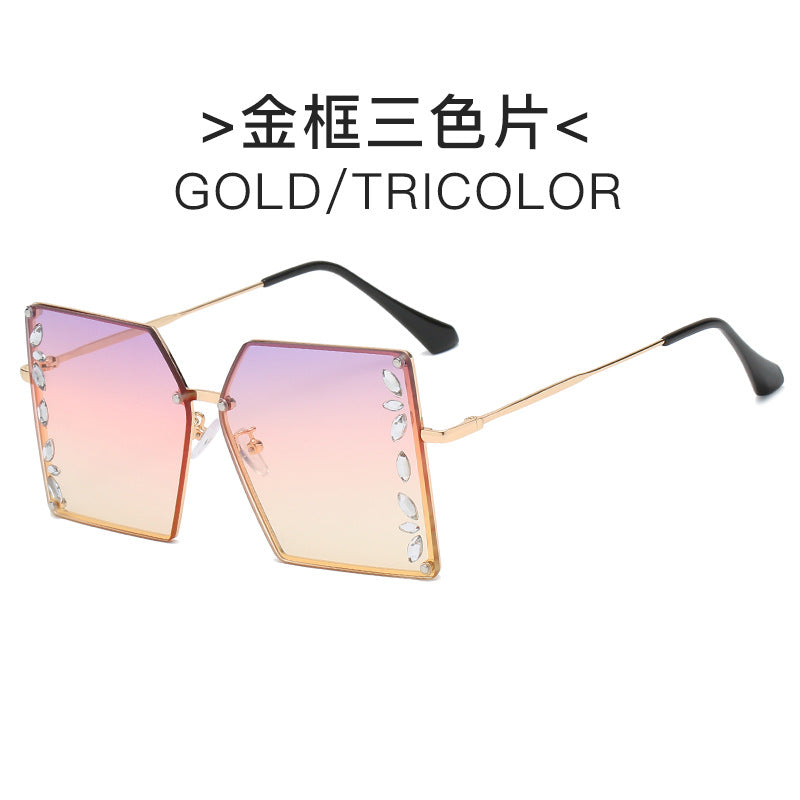 Damen futuristische Sonnenbrille mit auffälligem Hexagonalrahmen und hochwertigen Glitzerakzenten Karnz