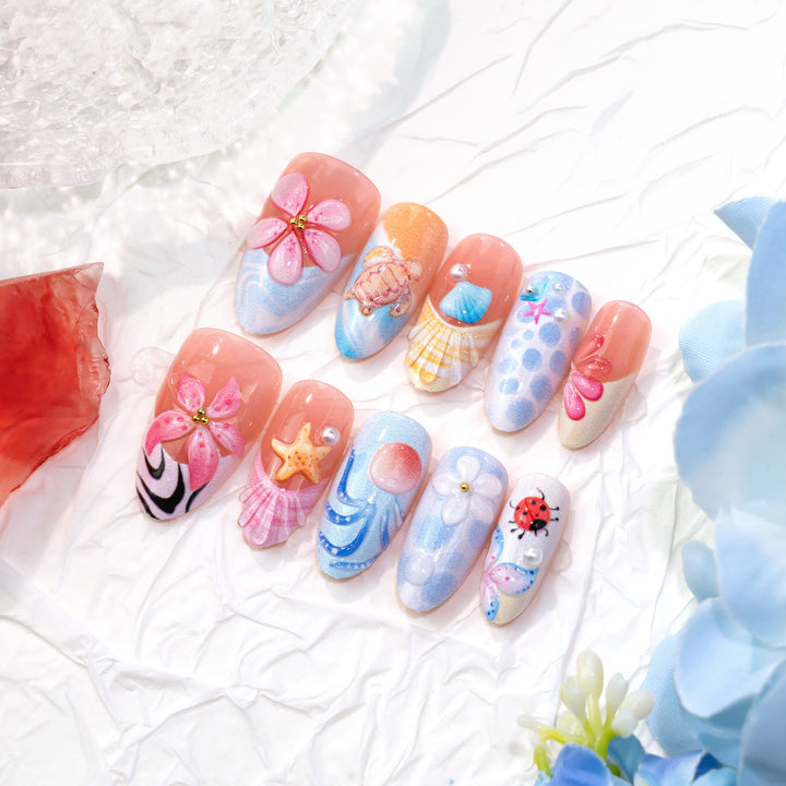 Ozean-inspirierte dekorative Press-On Nagelkunst Set