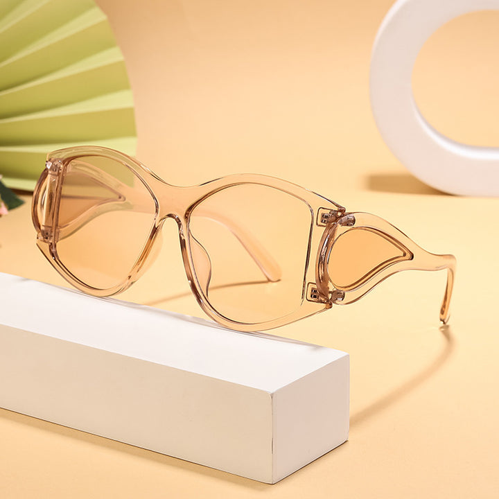 Damen moderne Cat-Eye Sonnenbrille mit einzigartigem Rahmen und UV-Schutz Karnz