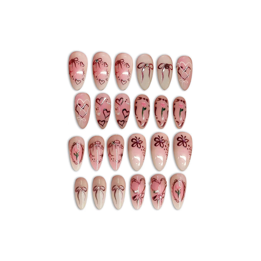 Elegantes Künstlerisches Press-On Nail Set Karnz