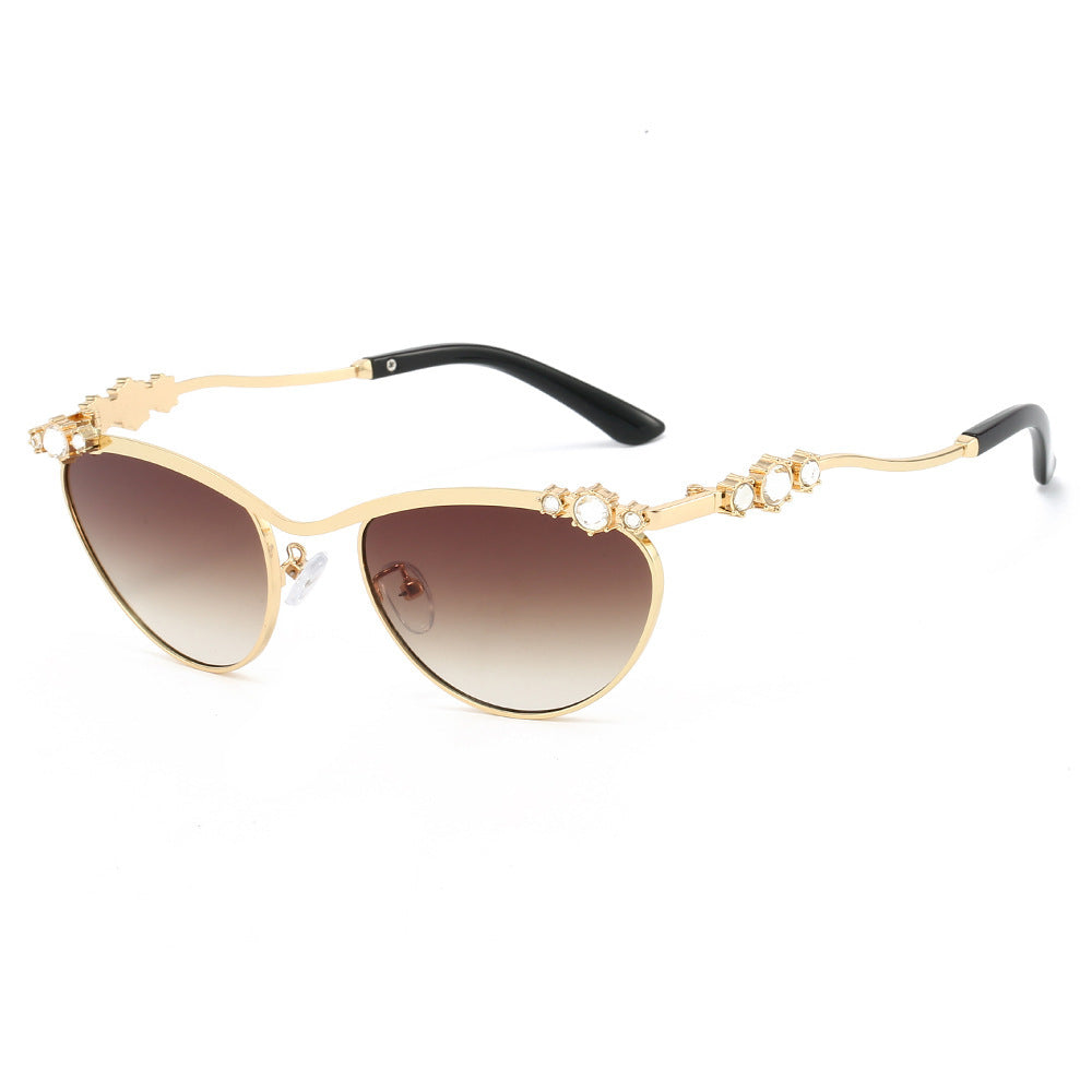 Damen Cat-Eye Sonnenbrille mit funkelndem Steinbesatz Karnz